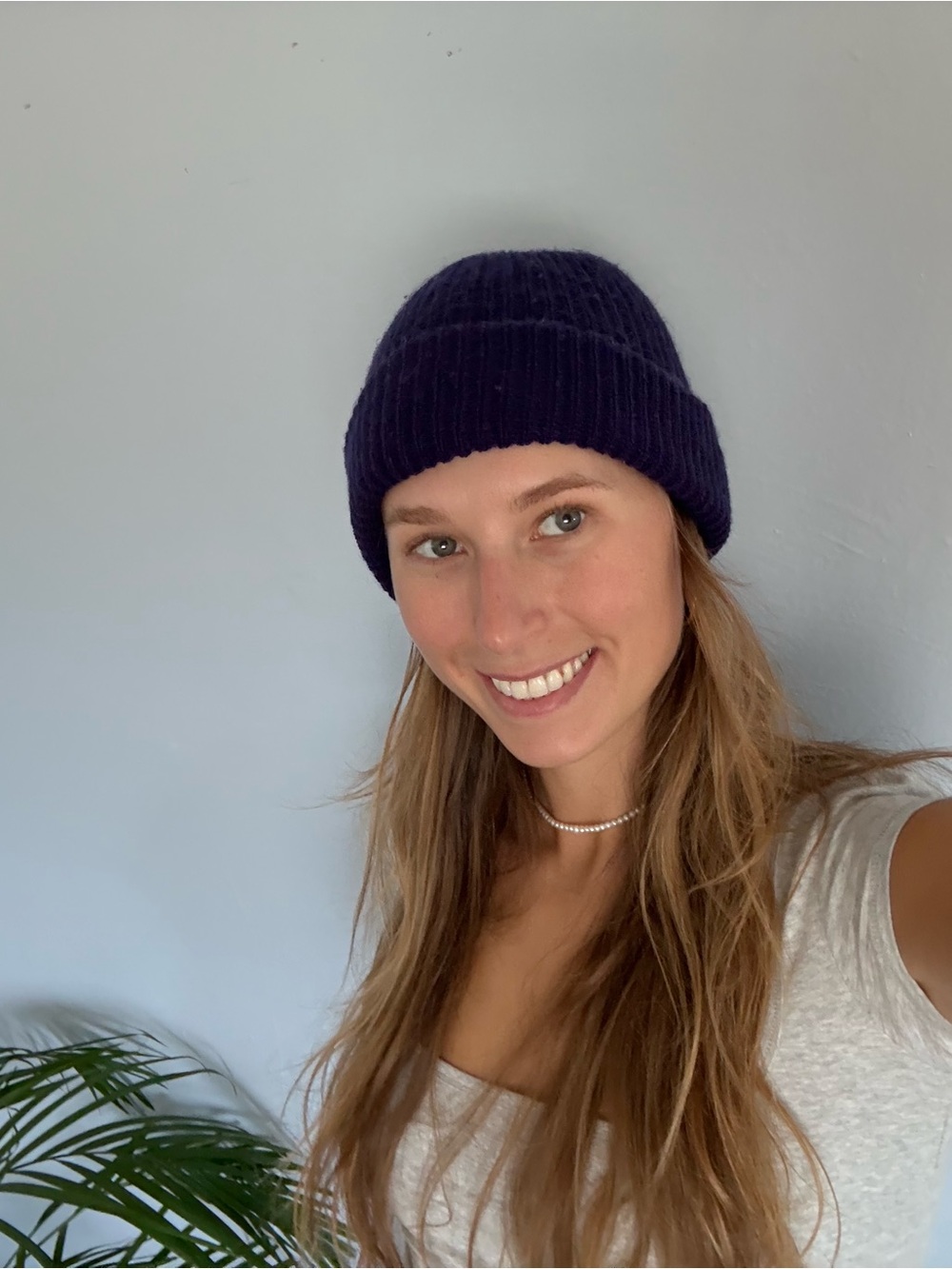 Dark Purple Ribbed Knit Beanie - Women's Winter Hat
